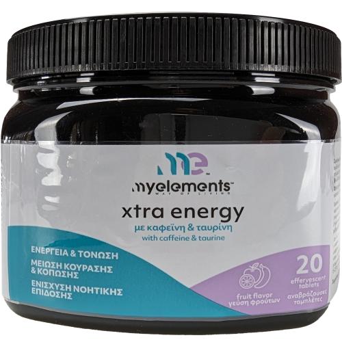 My Elements Xtra Energy with Caffeine & Taurine Συμπλήρωμα Διατροφής με Καφεΐνη - Ταυρινή για Αύξηση της Ενέργειας & Μείωση της Κούρασης με Γεύση Φρούτων 20 Effer.tabs